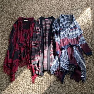 3 open cardigans